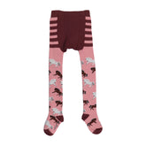 Collants pour enfants en coton 100% biologique - design rose avec motifs chevaux